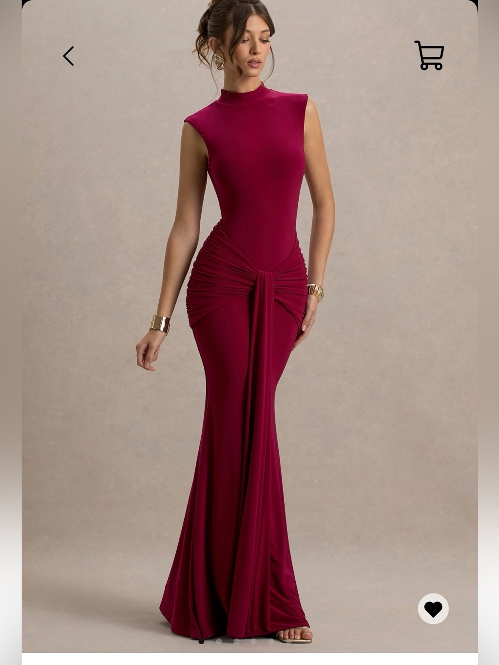 Sleeveless Burgundy Maxi Dress with Draped Knot Waist